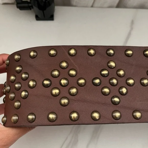 RARE Saint Laurent Brown Studded Belt